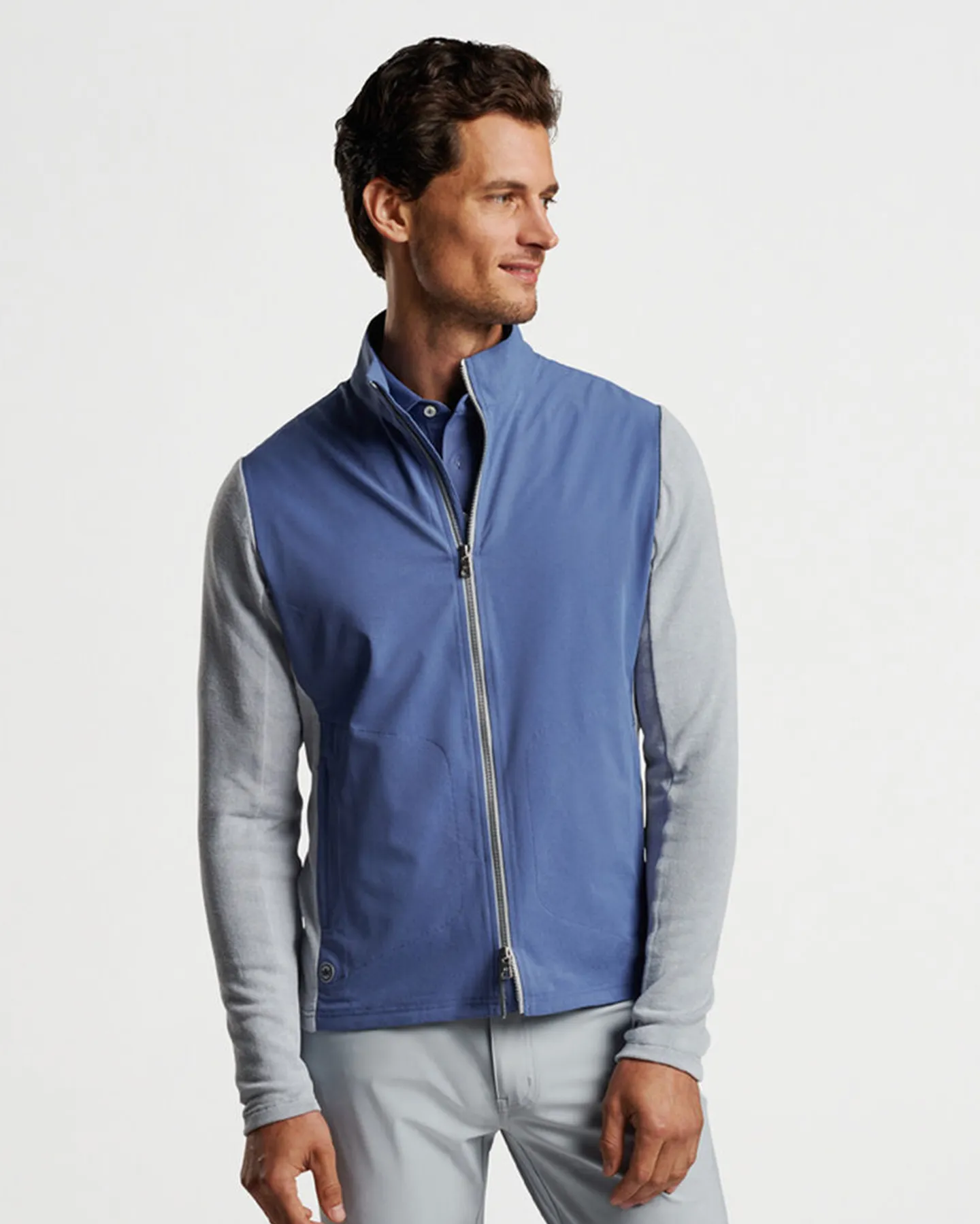 SOLSTICE PERFORMANCE HYBRID FULL ZIP CARDIGAN - BLUE PEARL