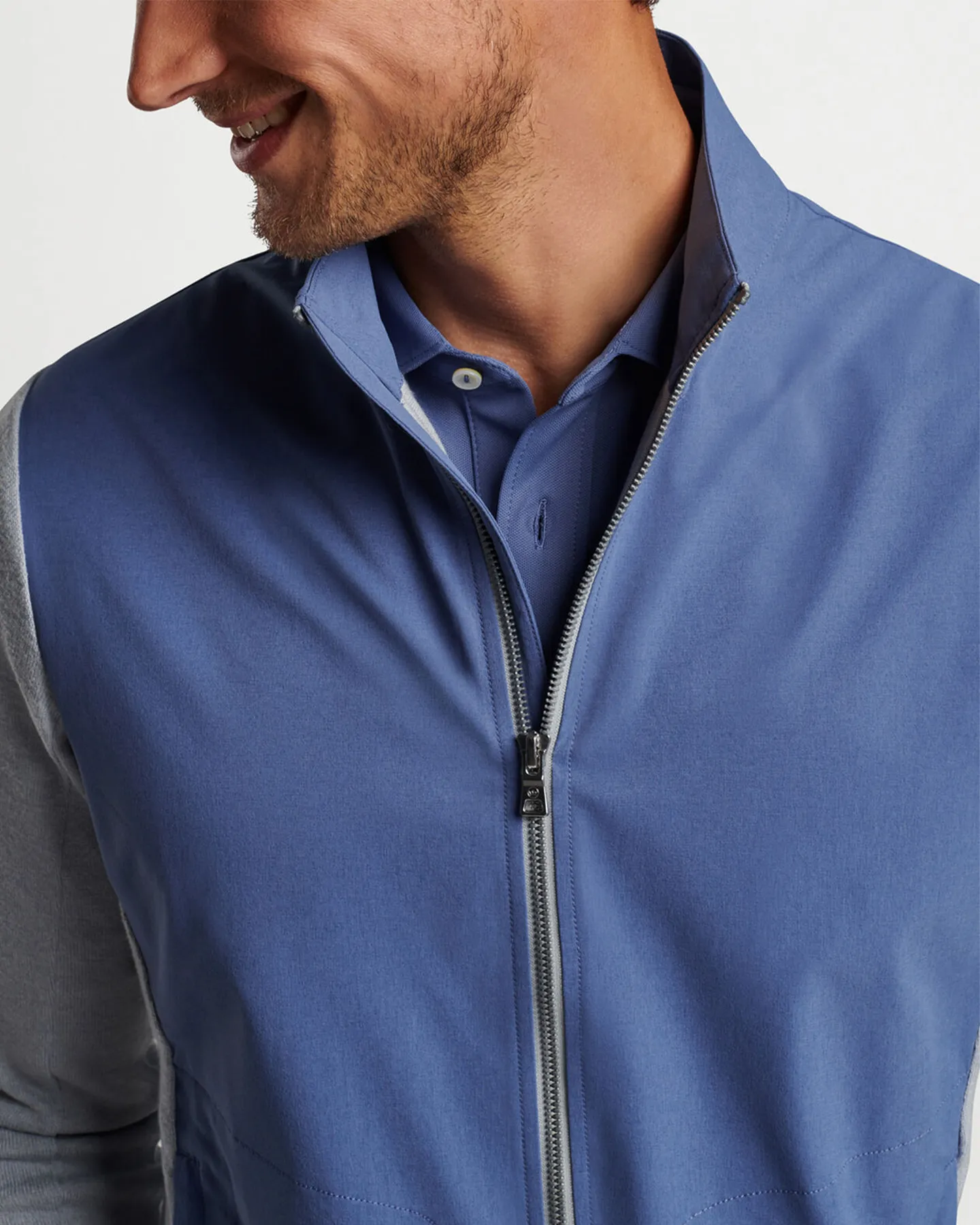 SOLSTICE PERFORMANCE HYBRID FULL ZIP CARDIGAN - BLUE PEARL