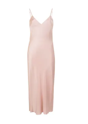 Sophia Midi Silk Slip Dress in Pink Champagne