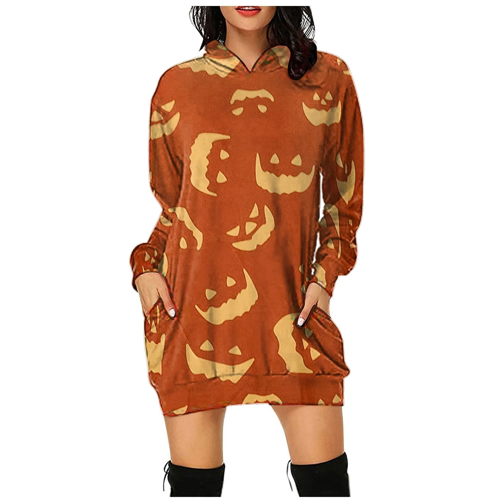 Spooky Print Hoodie Dress