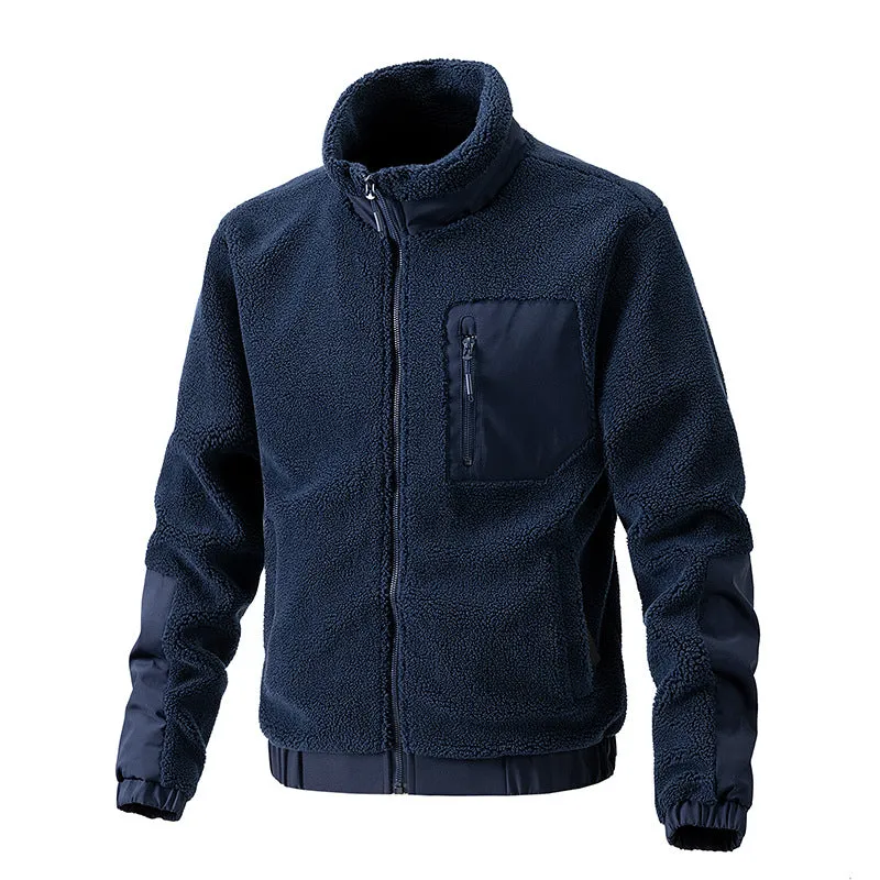 STAND UP COLLAR FLEECE CASUAL JACKET CARDIGAN OUTDOOR MEN'S CLOTHING