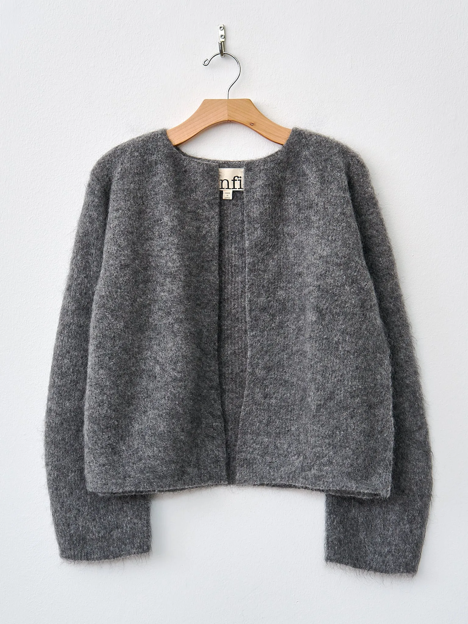 Stretch Superkid Mohair Short Cardigan - Gray