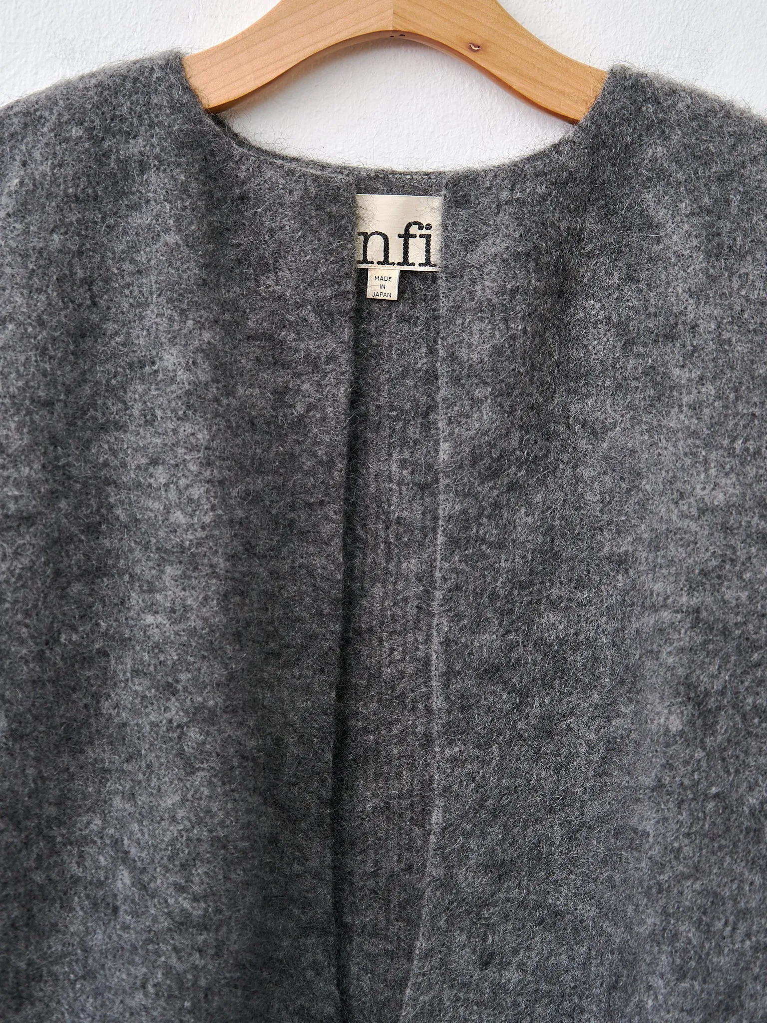 Stretch Superkid Mohair Short Cardigan - Gray