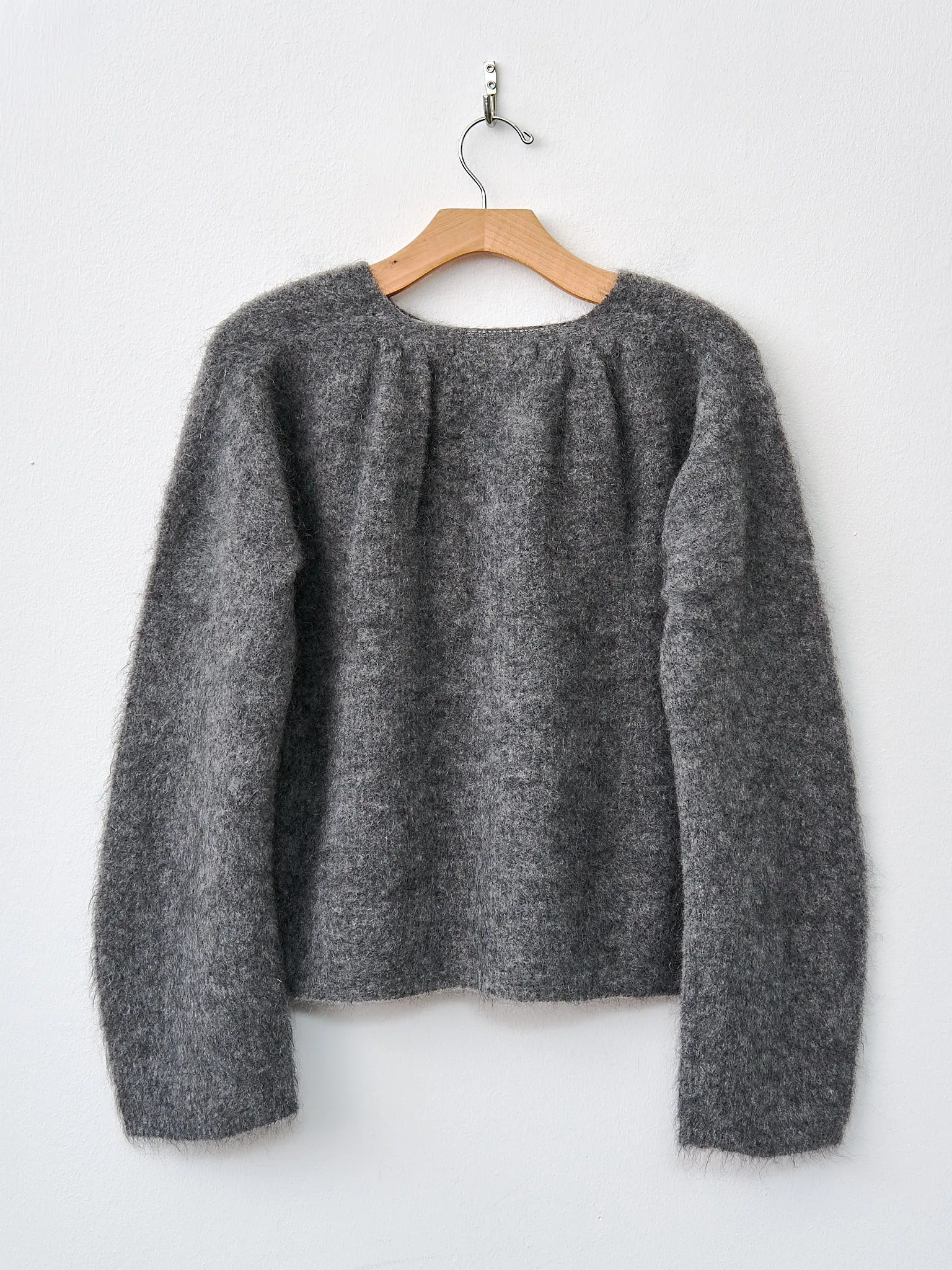 Stretch Superkid Mohair Short Cardigan - Gray