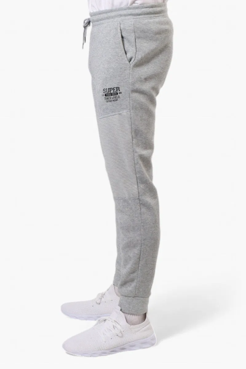 Super Triple Goose Tie Waist Track and Field Print Joggers - Grey