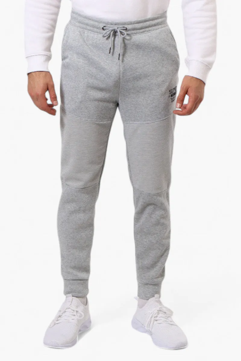 Super Triple Goose Tie Waist Track and Field Print Joggers - Grey