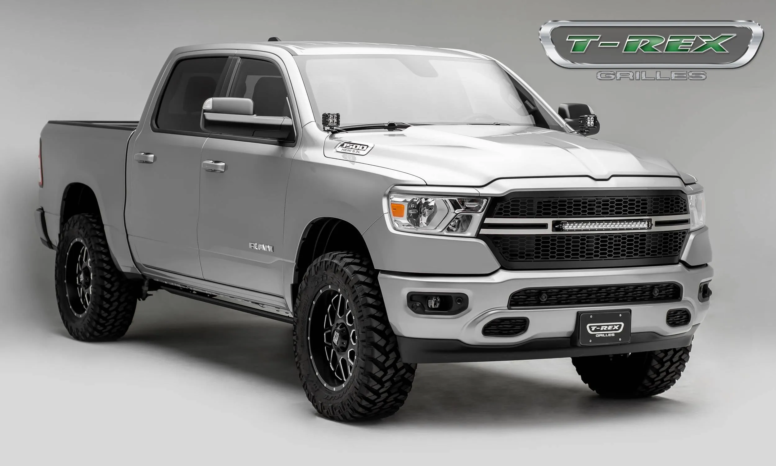 T-REX Laser Torch 1 Piece Grilles - Brushed - 2019 Ram 1500