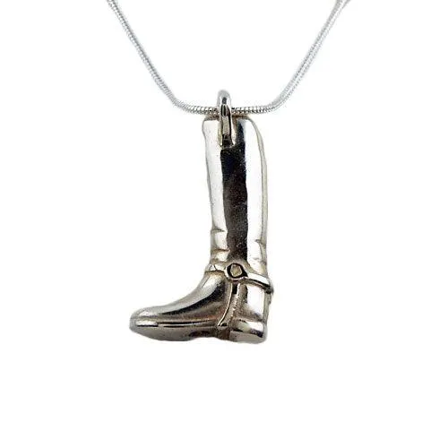 Tall English Riding Boot Pendant Necklace