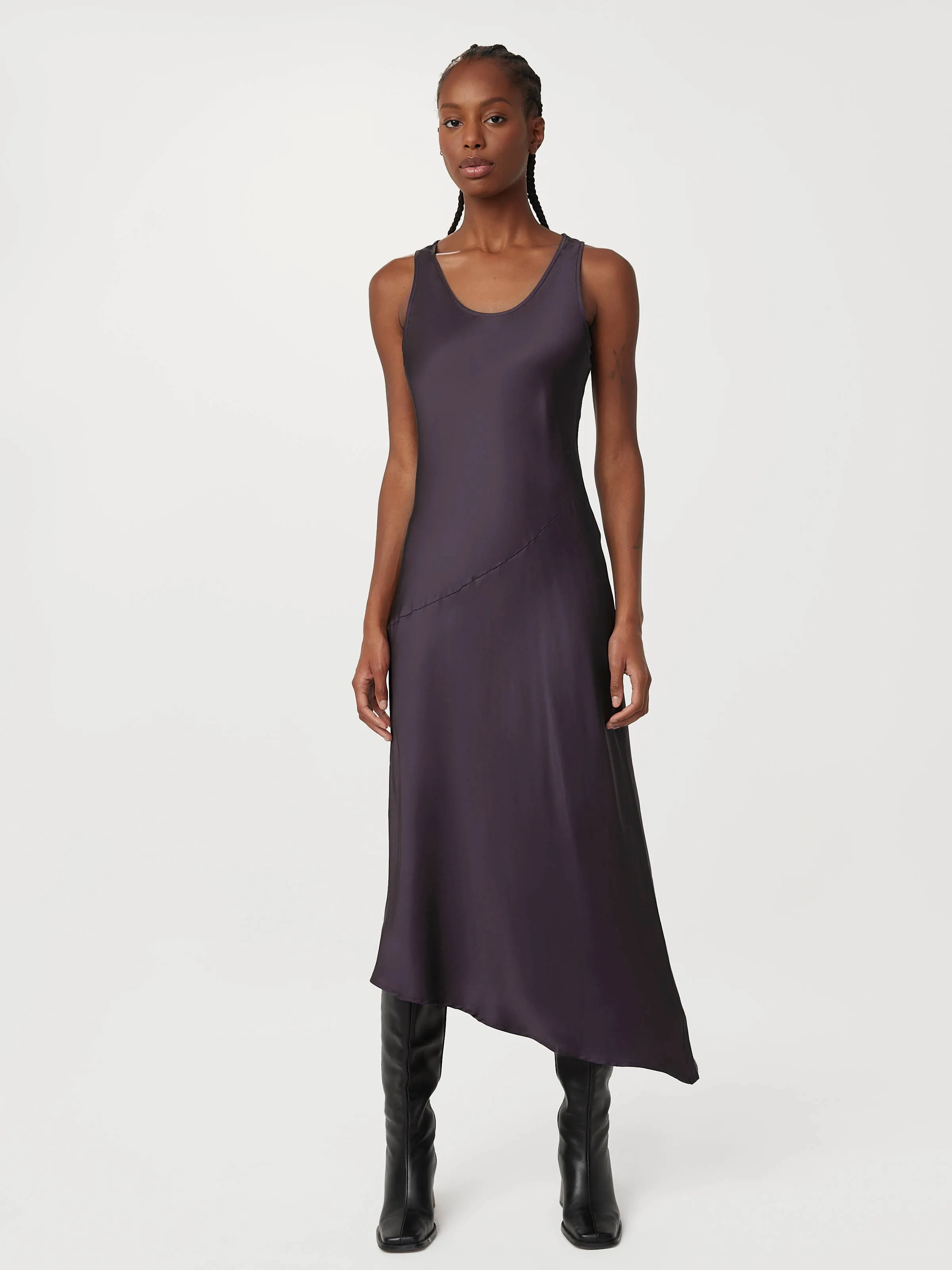 The Asymmetrical Slip Dress in Dark Purple