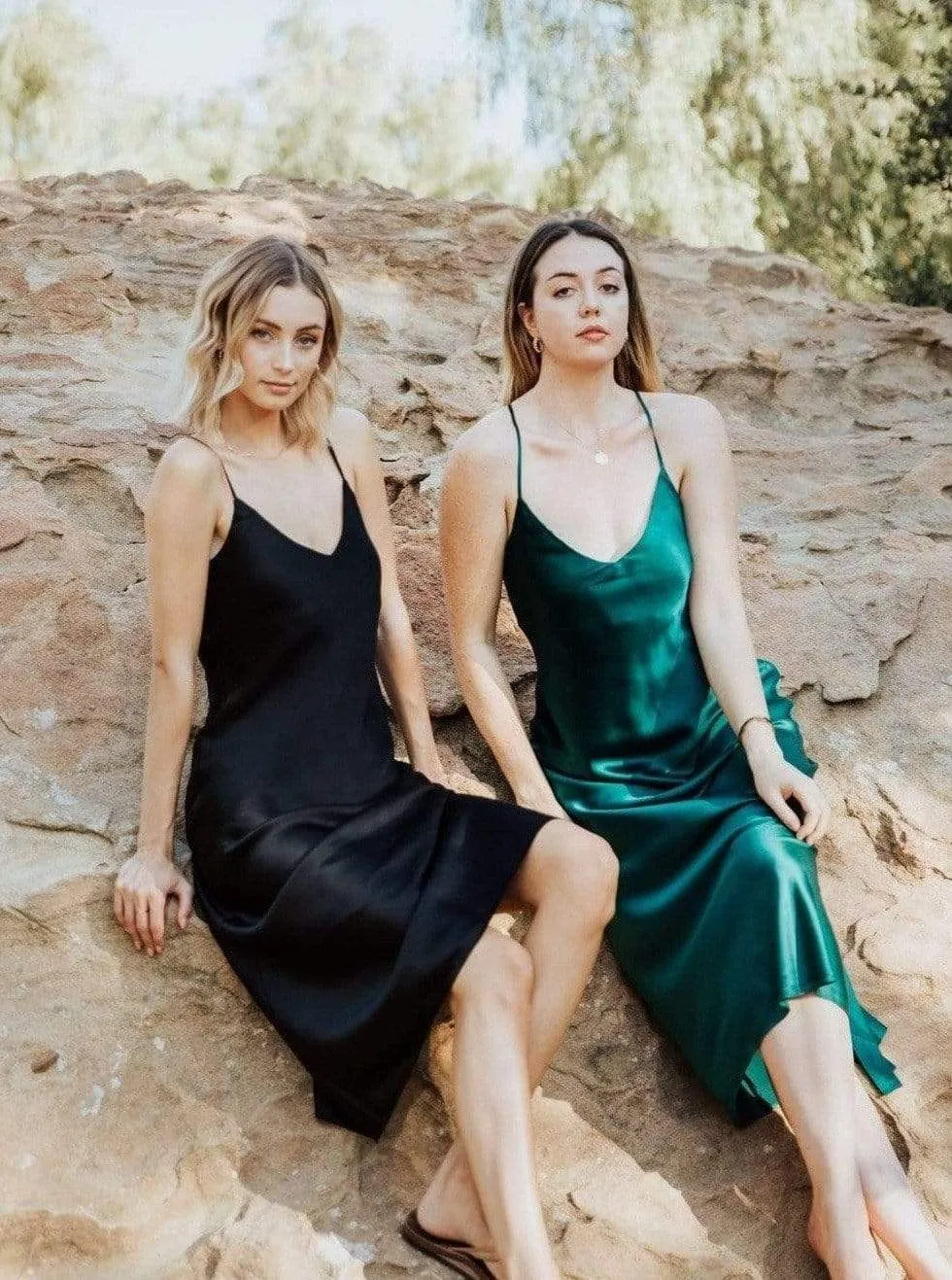 The Sunday Silk Slip Dress (Adjustable Straps and Built In Bra Cups)