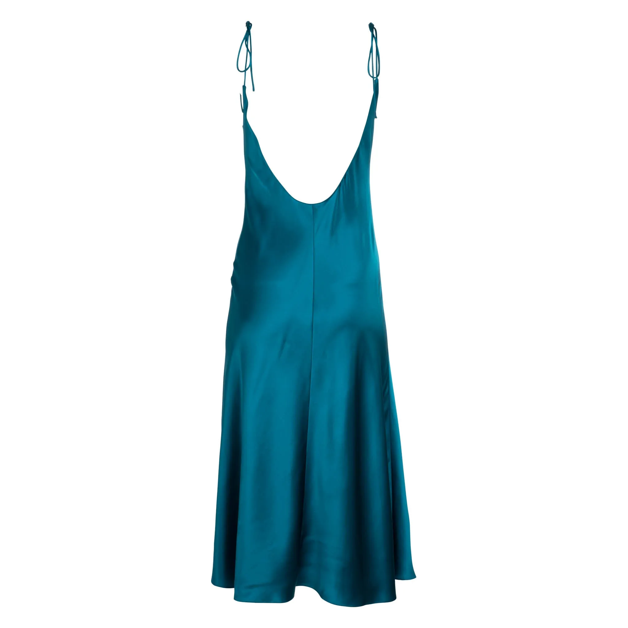 Tie Strap Teal Midi Slip Dress