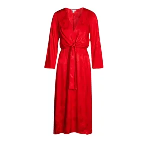 Topshop Thigh Split Snakeskin Jacquard Wrap Dress Red SIZE 10