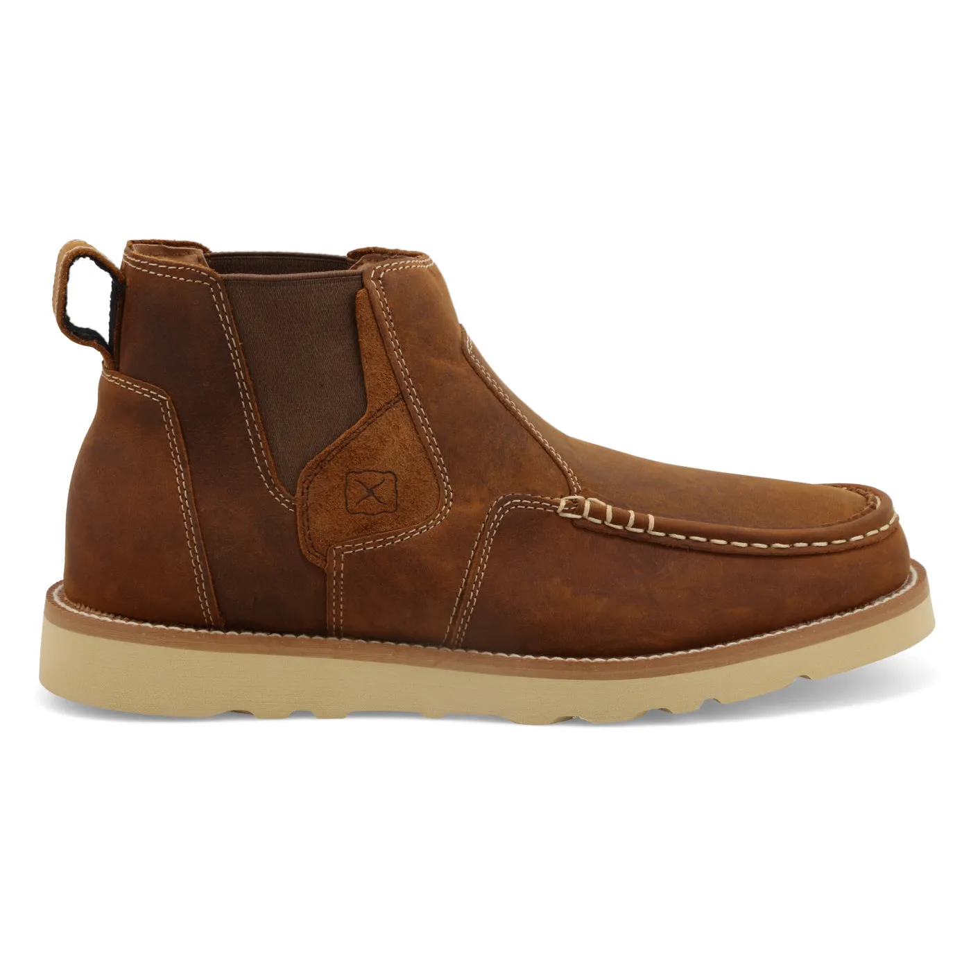 Twisted X Men's 4" Brown Chelsea Wedge Sole Round Toe Slip-On Boot