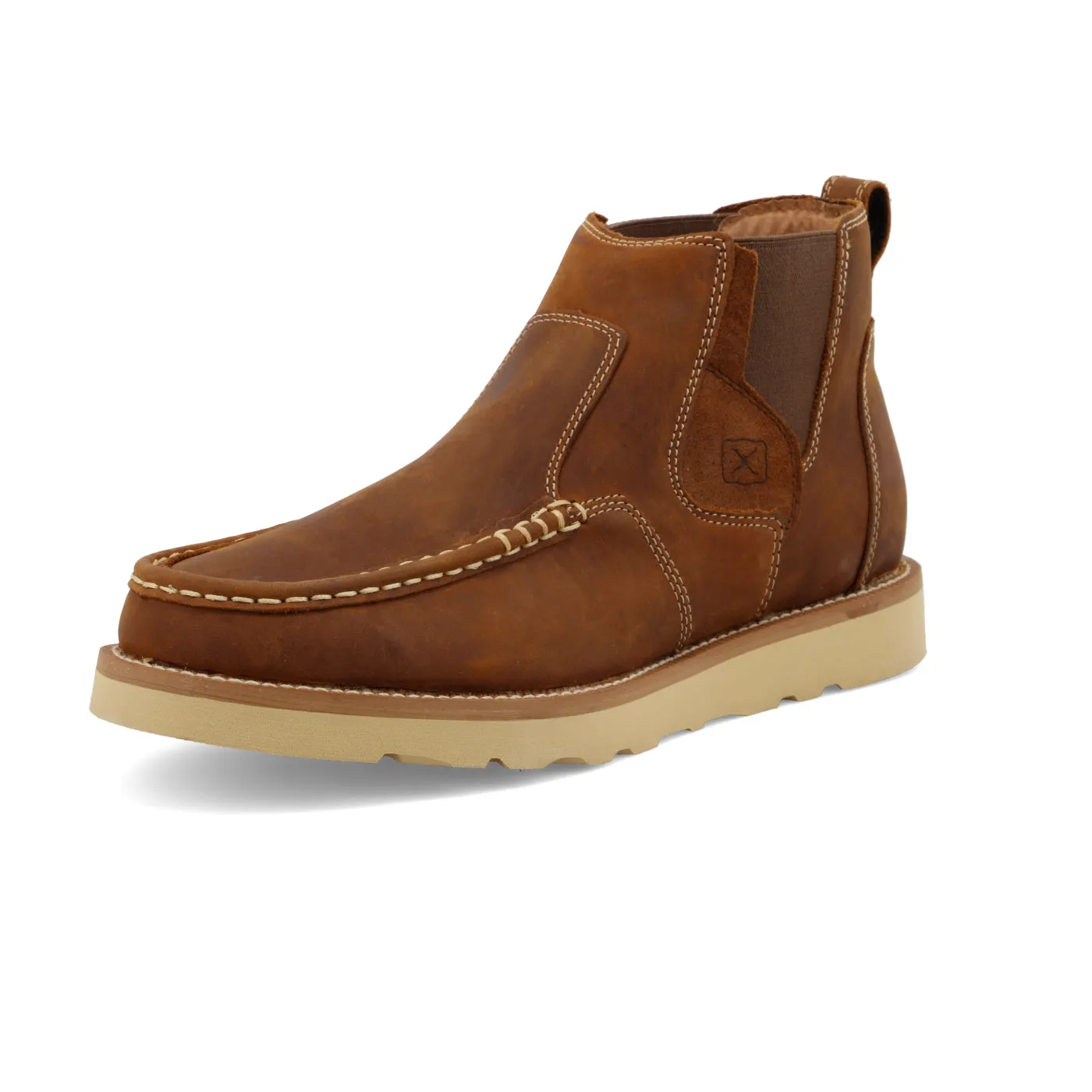 Twisted X Men's 4" Brown Chelsea Wedge Sole Round Toe Slip-On Boot