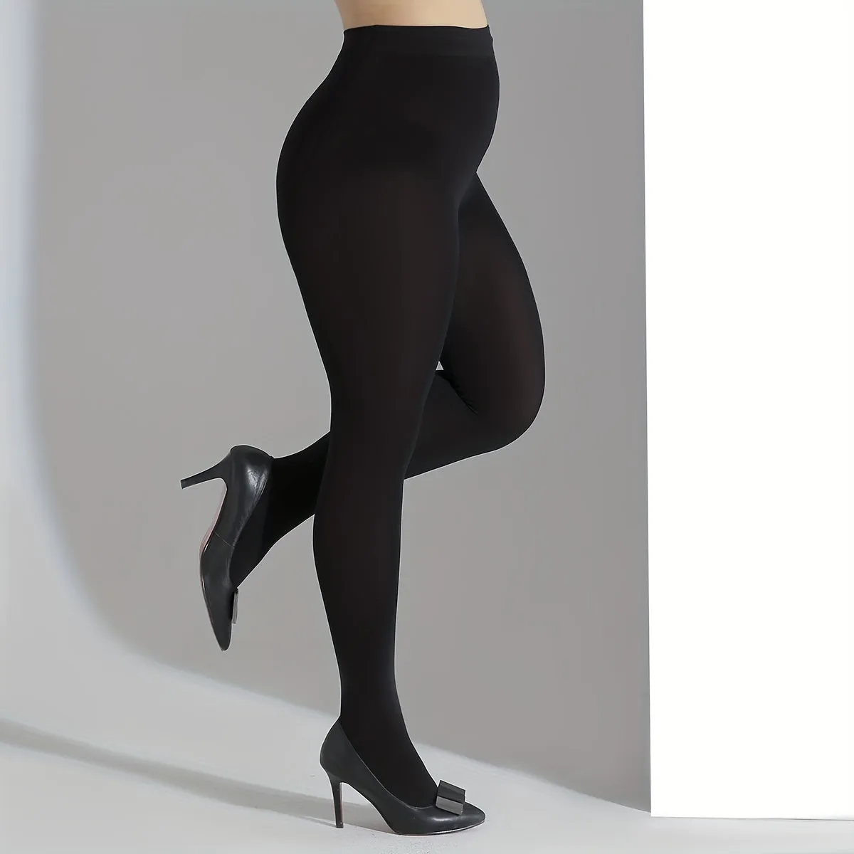 Ultimate Style High Waist Opaque Black Tights  Pantyhose