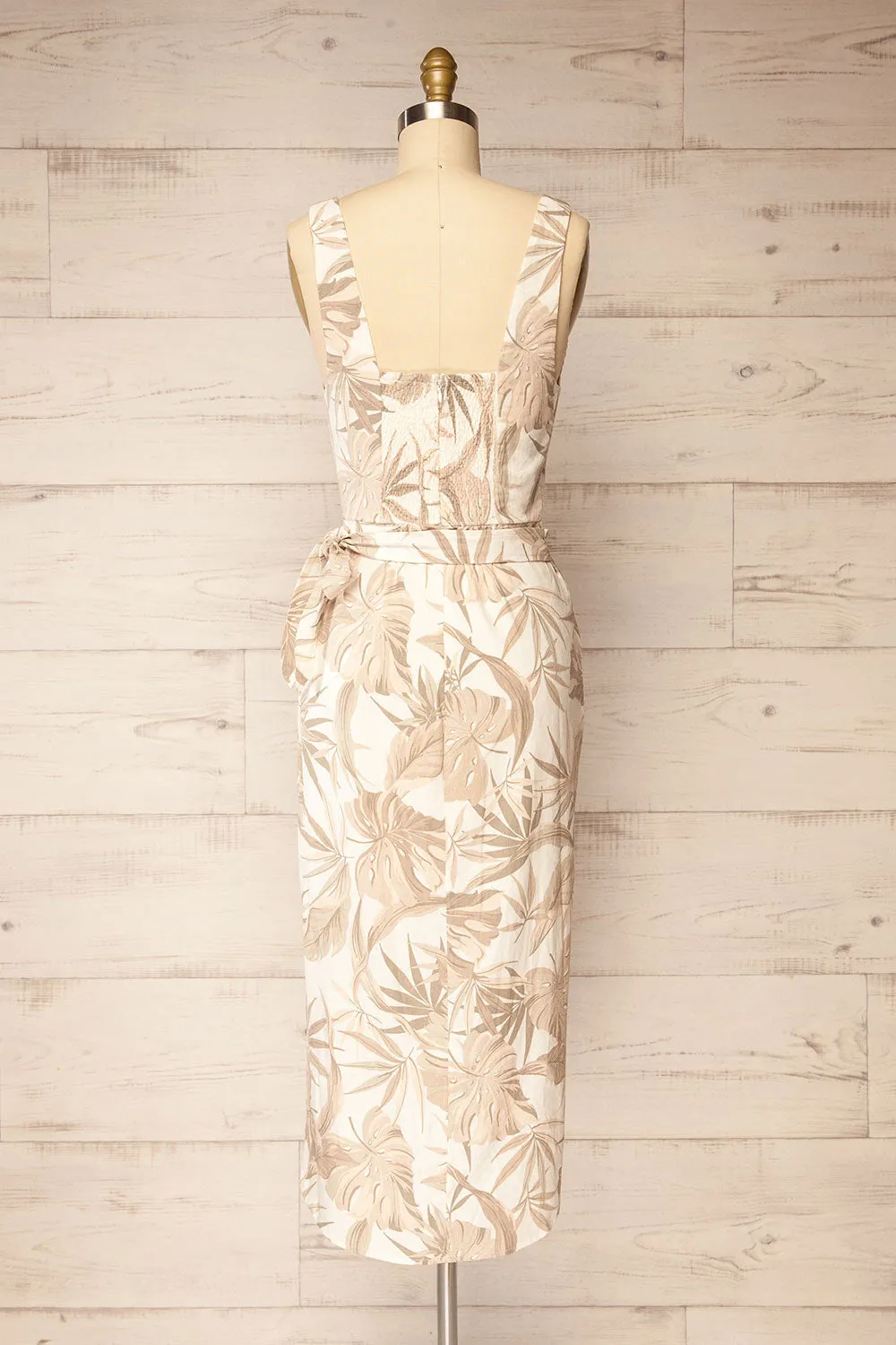 Ulyssine | Wrap Dress w/ Leaf Pattern