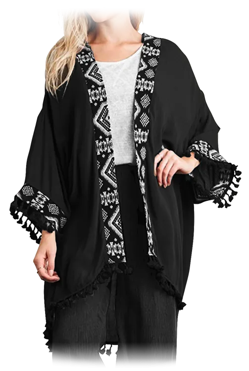 Umgee Open Front Fringe Cardigan