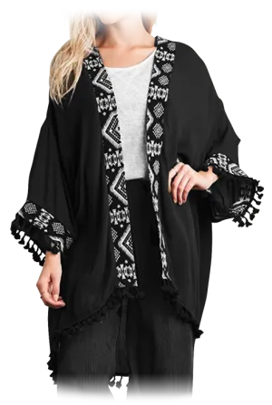 Umgee Open Front Fringe Cardigan