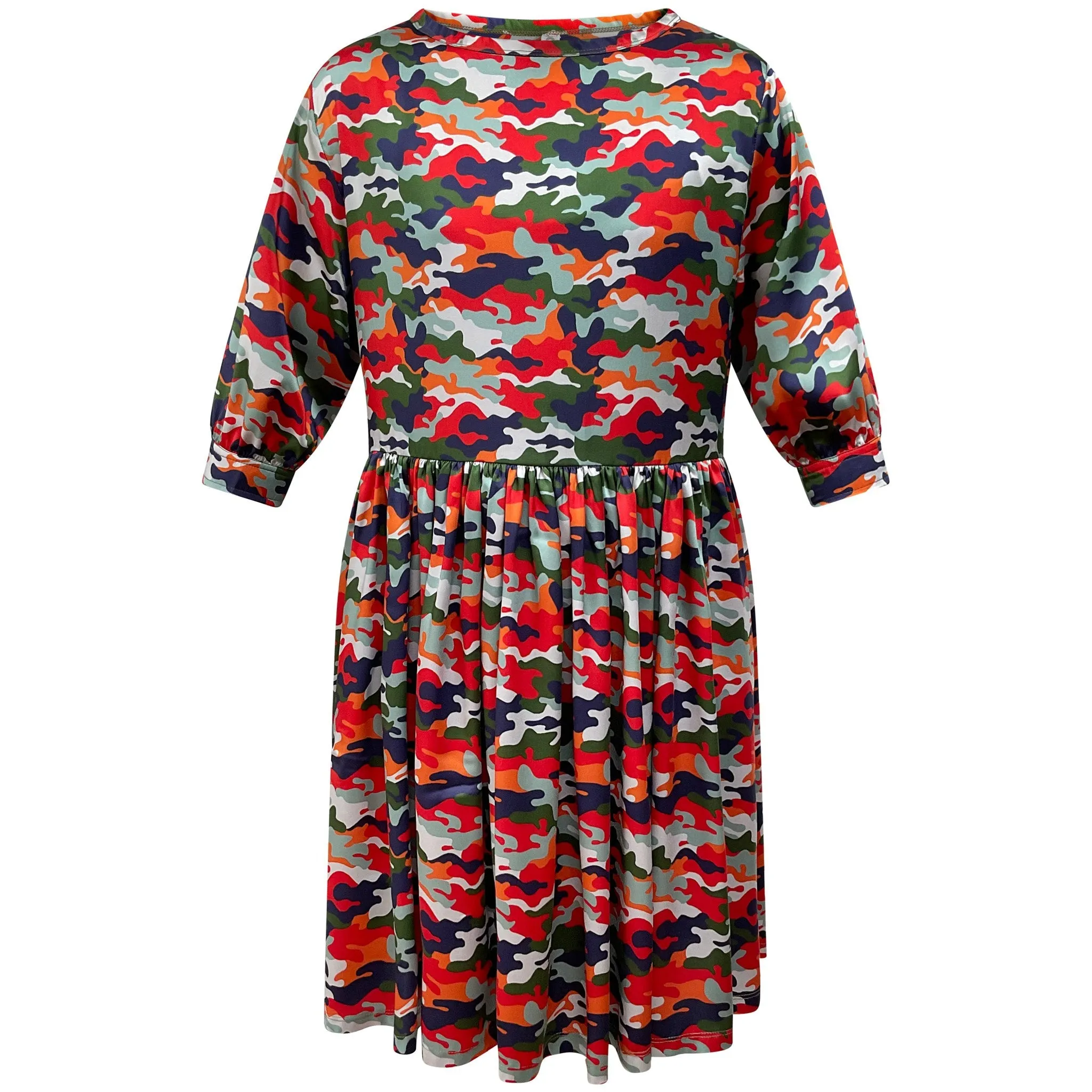 Vaata - Spritz Camo Print Skater Style Midi Dress