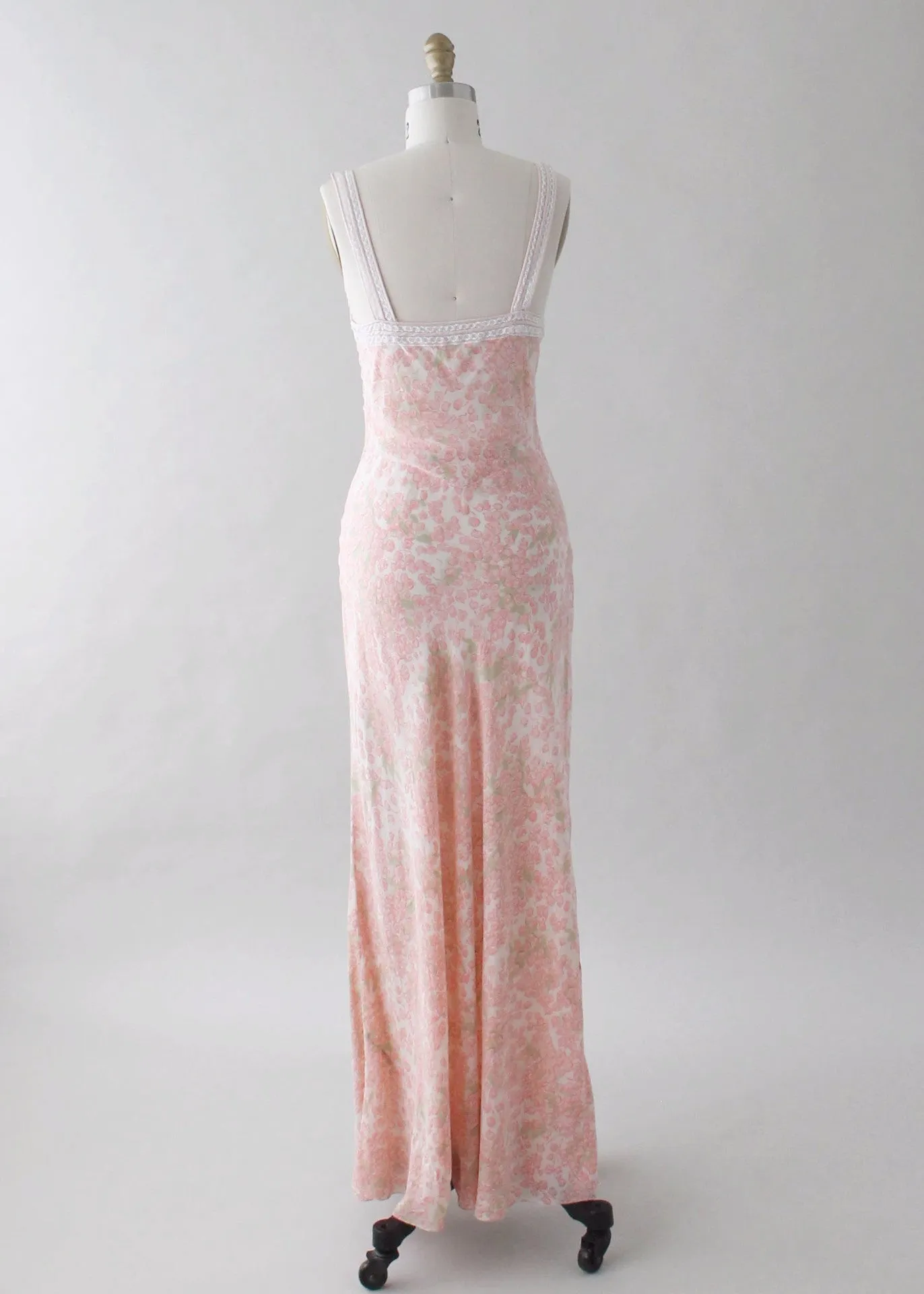 Vintage 1930s Floral Silk and Lace Slip Dress