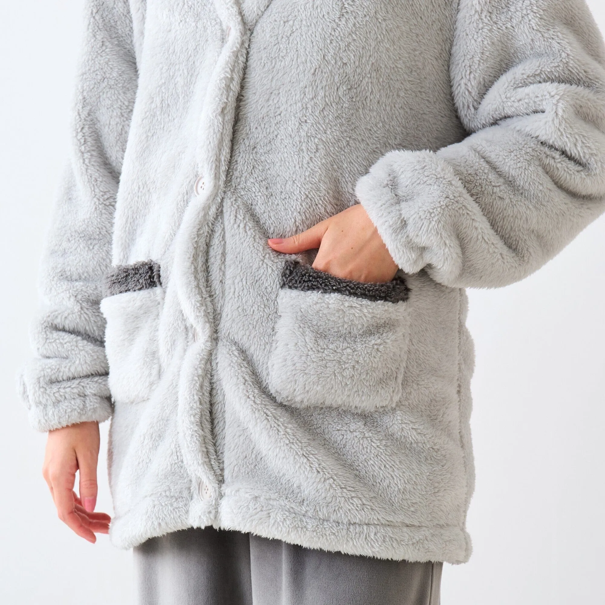 Warm Fleece Cardigan Grey