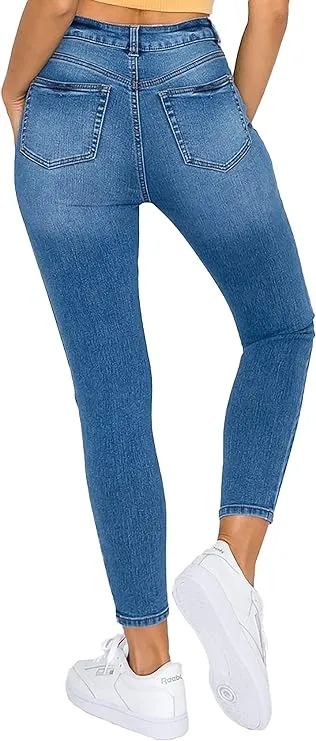 Wax Jean Women's High Waisted Ankle Skinny 'Comfy Knit Denim' Jeans