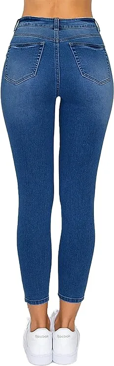 Wax Jean Women's High Waisted Ankle Skinny 'Comfy Knit Denim' Jeans