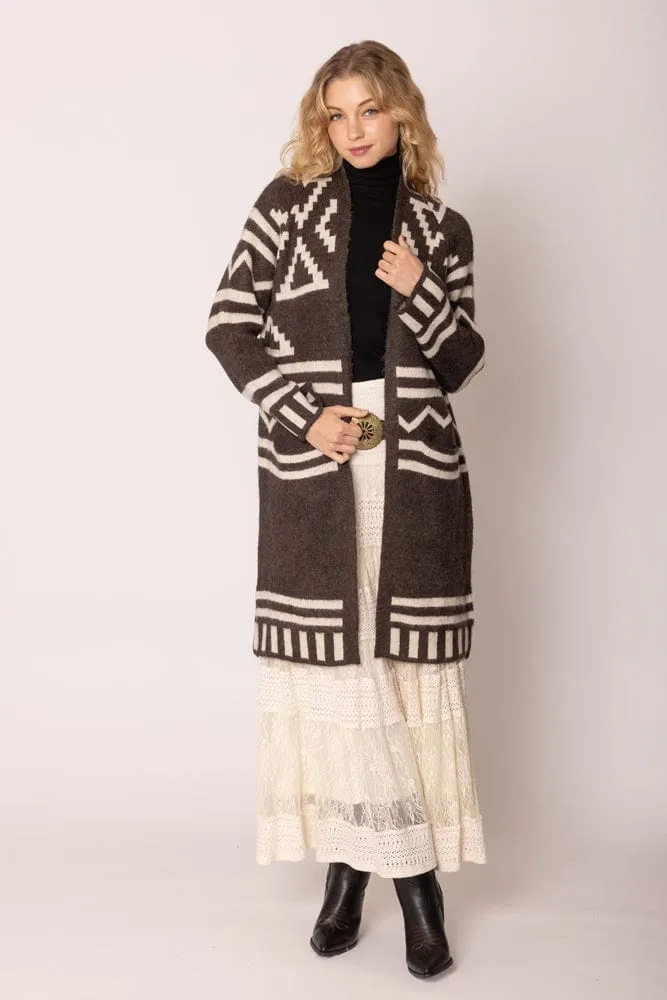 WCR420029 Aztec Long Cardigan