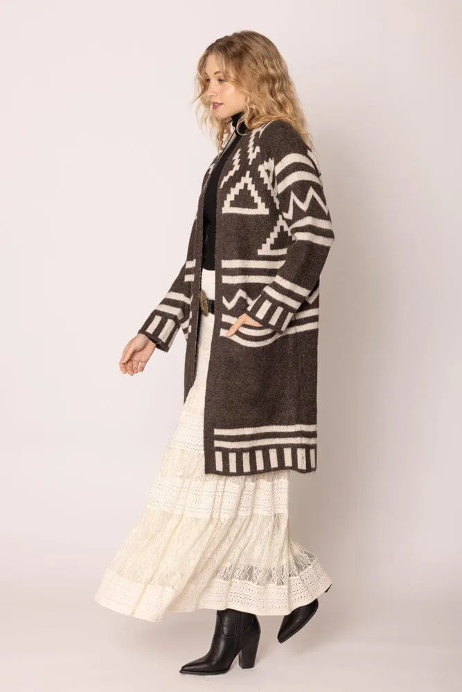 WCR420029 Aztec Long Cardigan