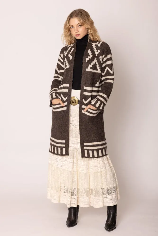 WCR420029 Aztec Long Cardigan