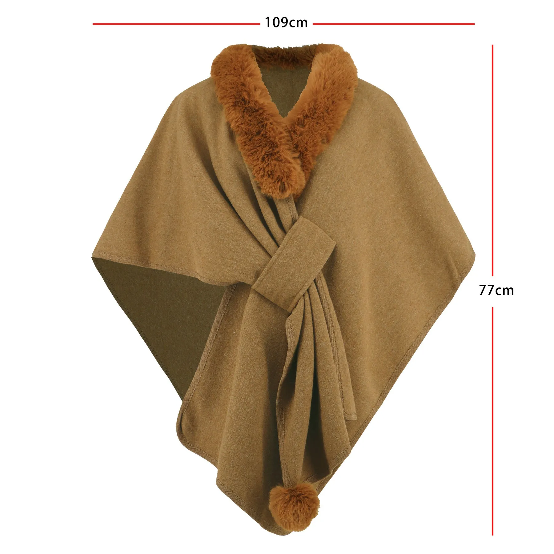 Winter Cozy Fur Trim Cape Shawl | Cape Poncho | Fur Collar Cardigan | Winter Wrap Cape Coat