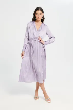 Women Mauve Plain Wrap Crushed Dress