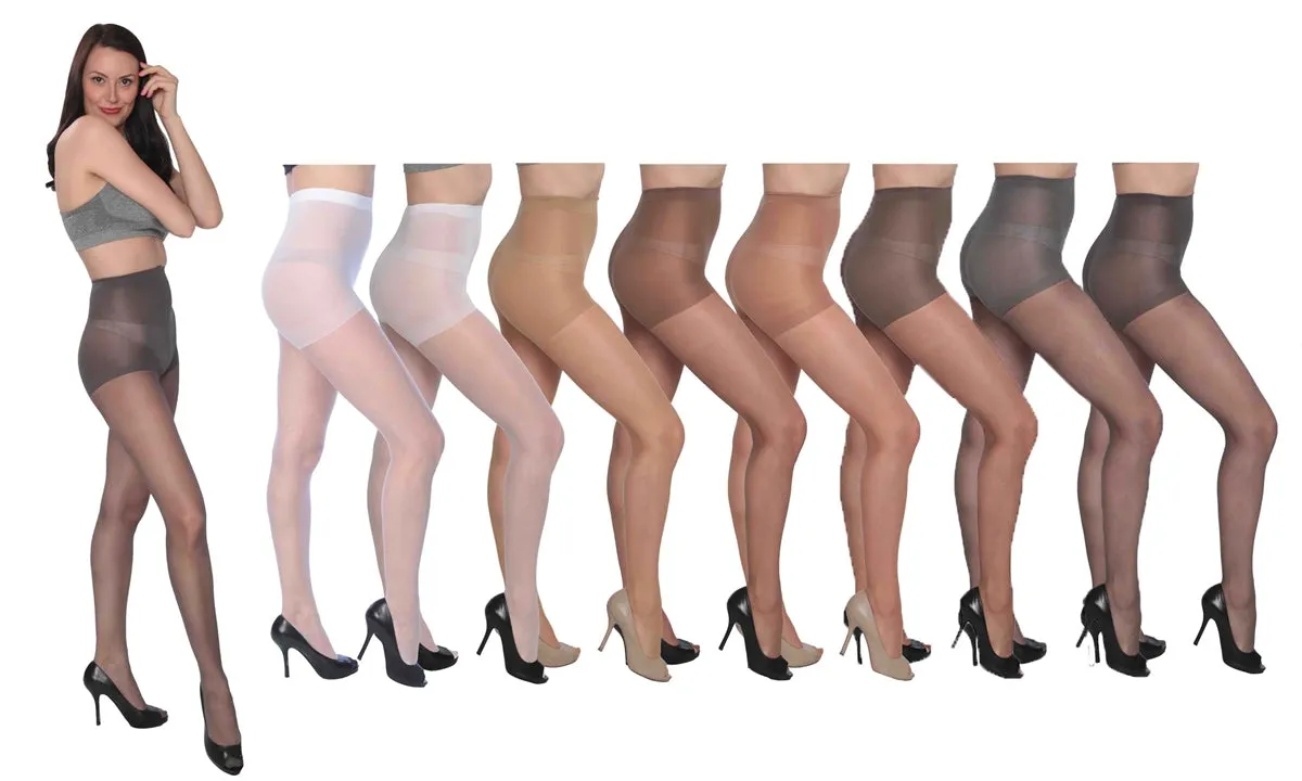 Women's Control Top Pantyhose with Sleek, Silky Finish