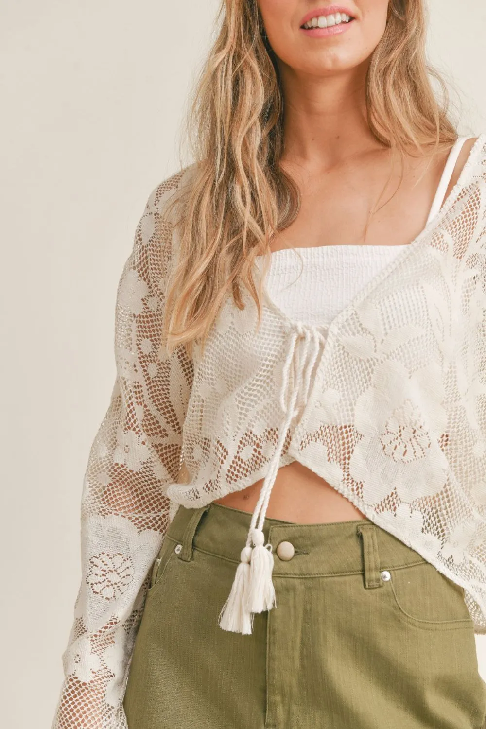 Women's Floral Crochet Lace Cardigan | Sadie & Sage | Cream