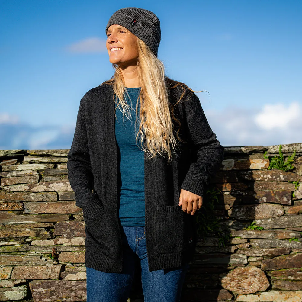 Womens Merino Open Cardigan (Black)