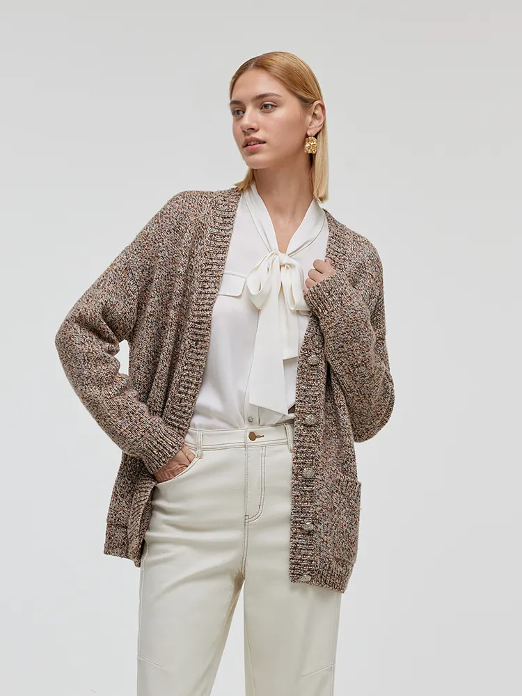 Wool Blend Single-Breasted Women Cardigan