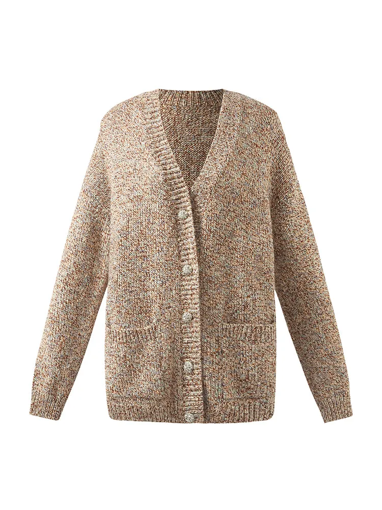 Wool Blend Single-Breasted Women Cardigan