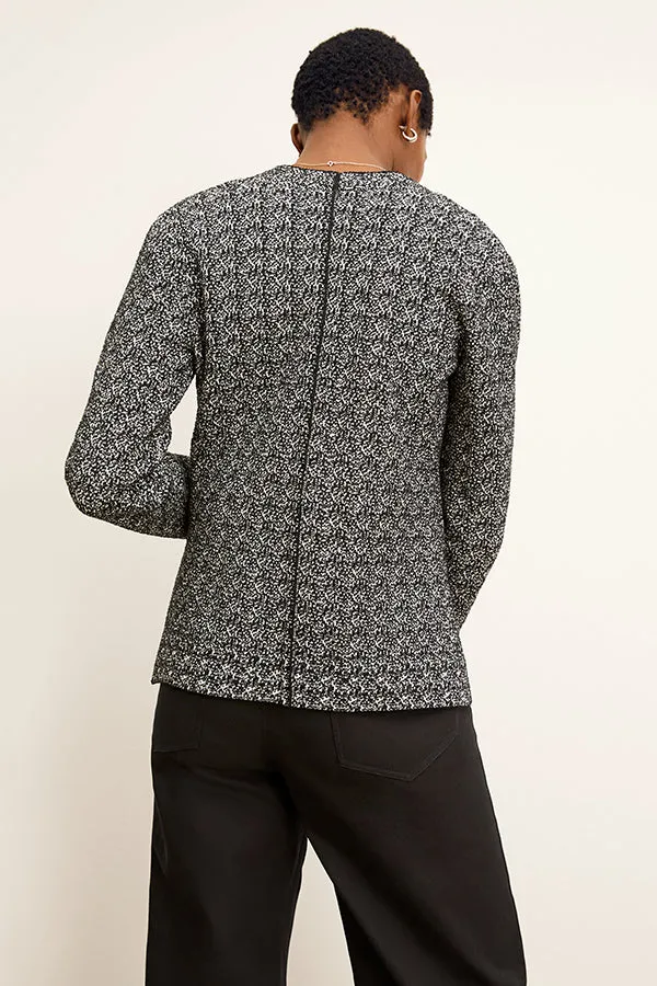 Woolf Jardigan - Boucle Jardigan Knit :: Black/Ivory