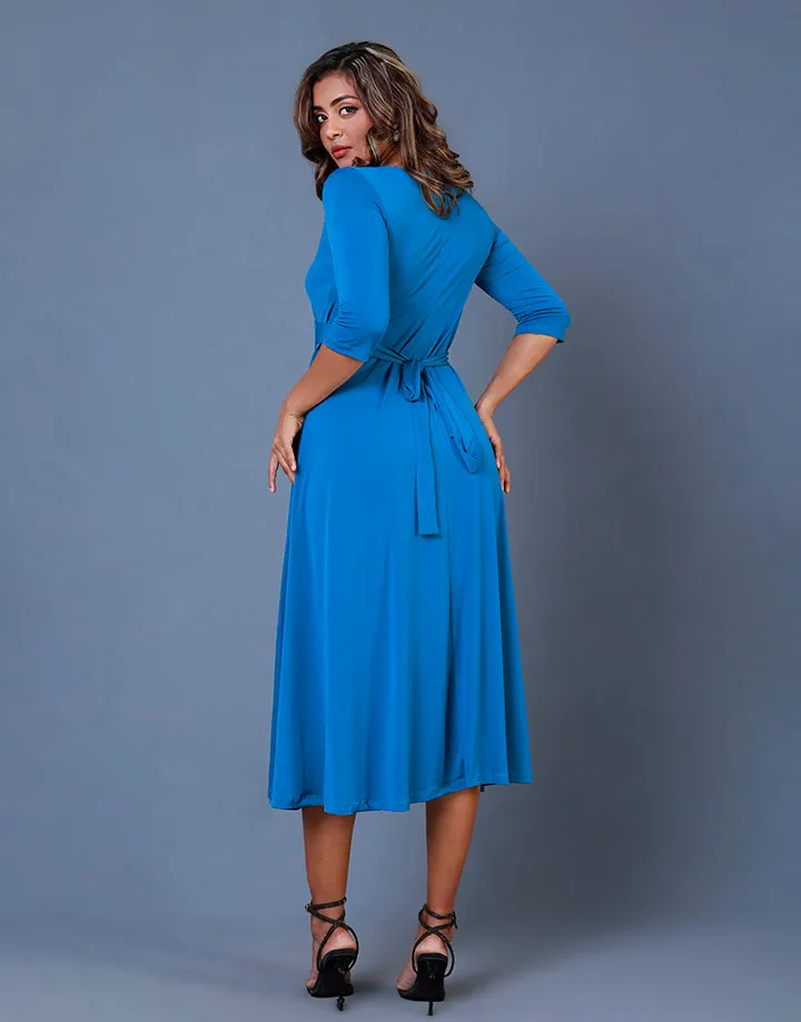 Wrap Dress with ¾ Sleeves