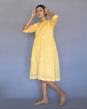 Yellow Polka Drop Shoulder Dress with Slip