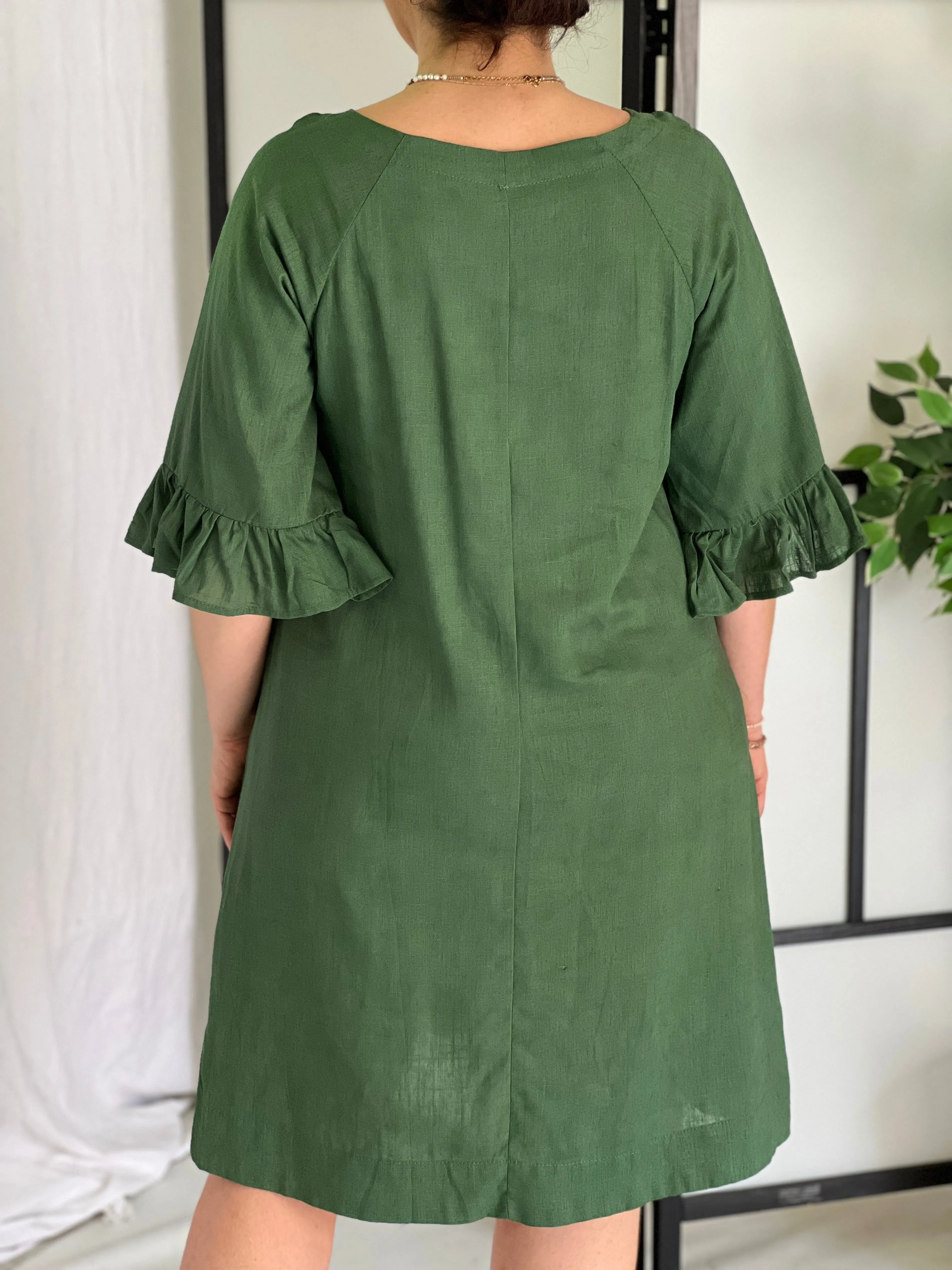 York Green Linen Dress