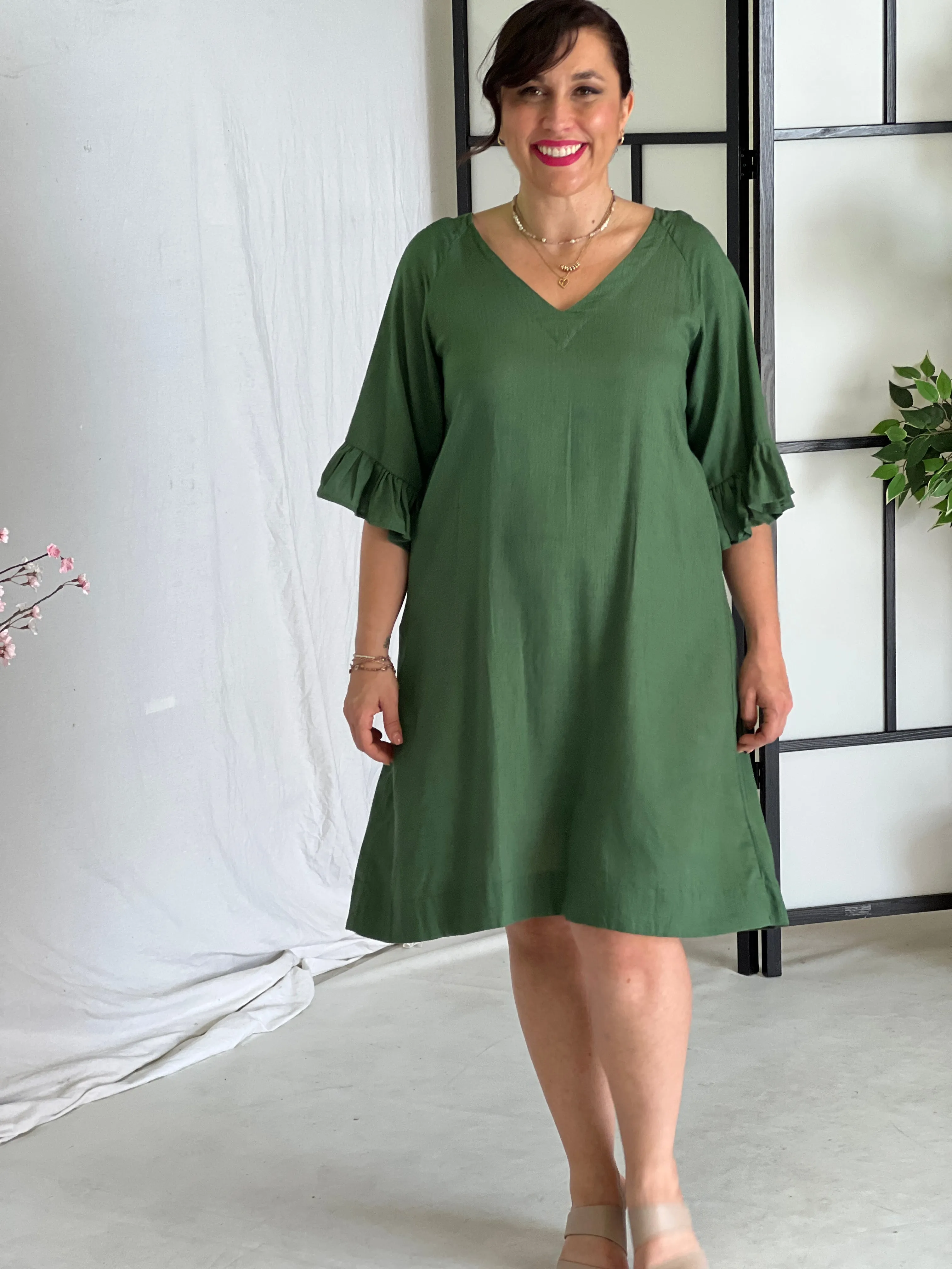 York Green Linen Dress