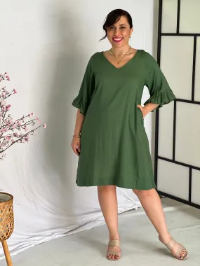 York Green Linen Dress