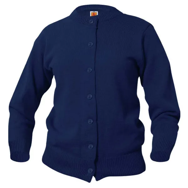 Youth Crewneck Cardigan With Ridgefield Christian Academy Logo